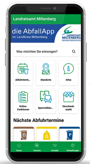 Smartphone mit Abfall-App