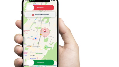 Foto der geöffnenten Lebensretter-App auf dem Smartphone