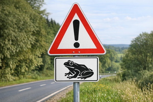 Warnschild "Achtung Amphibienwanderung"