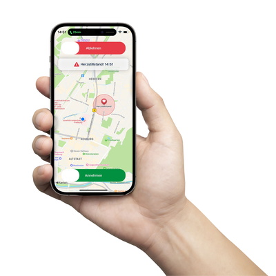Foto der geöffnenten Lebensretter-App auf dem Smartphone