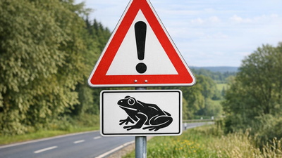 Warnschild "Achtung Amphibienwanderung"