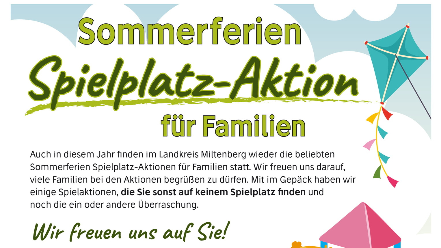 Sommerferien Spielplatz-Aktion für Familien