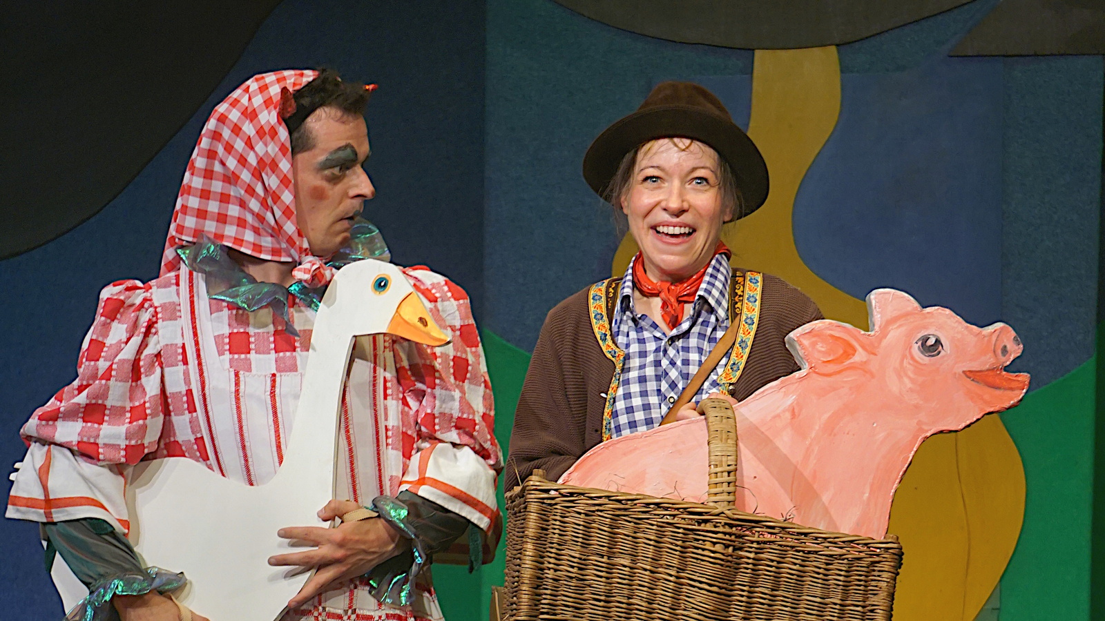 Hans mit Schwein im Korb