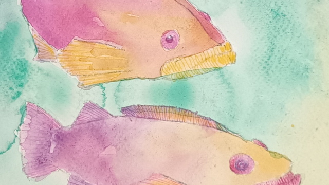 Fische in Wasserfarben