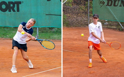 Zwei Bilder: links Tennisspielerin, rechts Tennisspieler